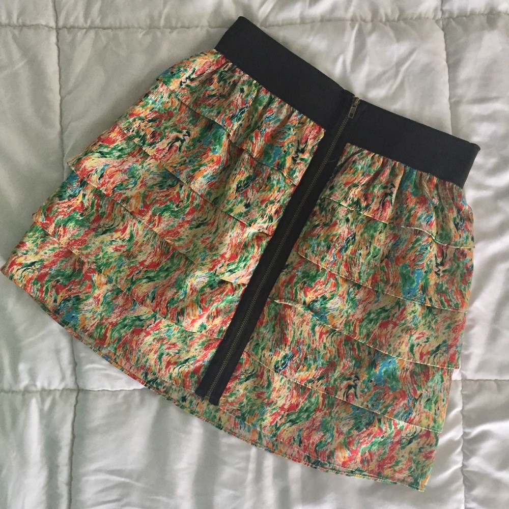 Silky tiered mini skirt